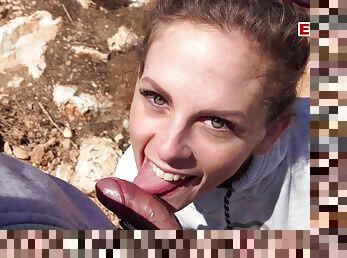 German skinny amateur teen public blowjob at mallorca beach