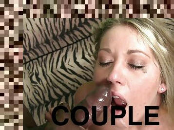 Desirous blonde enjoys an interracial deep pussy drilling action