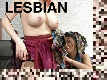 Horny dames rudely strip their cloths ahead of a steamy lesbian treat