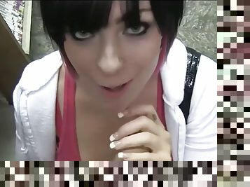 Punk girl swallows in public