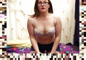 Frisky amateur gamer girl toys her hairy pussy till orgasm