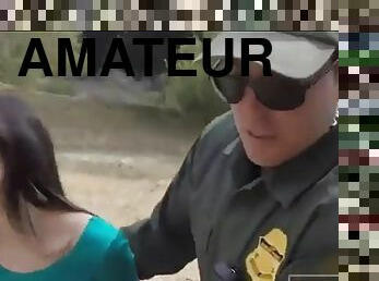 Amateur girl with small tits banged by a border patrol agent