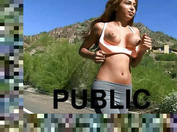 Big tits bouncing as the girl goes jogging in public