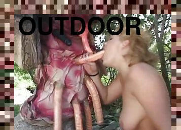 Nasty slut gets inserted wildly in this extra-ordinary outdoors scene