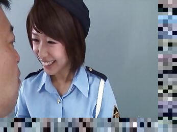 Thrilling Japanese police officer is ready to ride the stiff pecker
