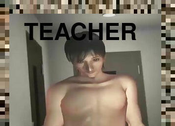 3d horny big tits teacher fucked by student on bathroom