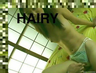 A hairy Japanese teen gets drilled then jumps in the shower