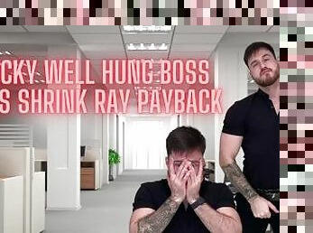 Cocky boss gets his big penis shrunk with ray by employee