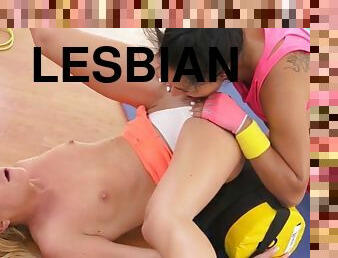 babes, lesbiana, gimnasio, de-cerca, entrenamiento