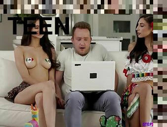 Pleasure-seeking vixens 3some exciting porn video
