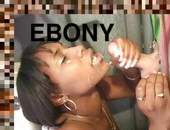 Ebony Nikole Richie sucks a White cock and gets facialed