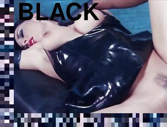 Slut in black latex and gloves gets fucked by big black cock