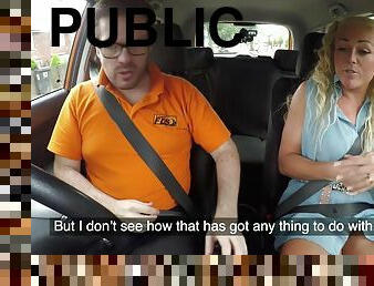 Large-Bosomed brit publicly suck and pounding her driving tea