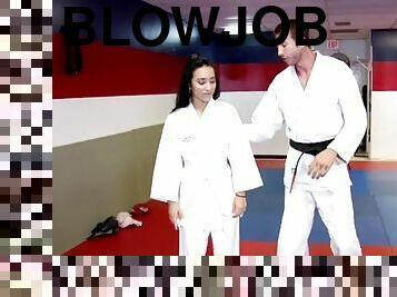 Stunning Nina Lee Serves A Tasty Blowjob After Doing Karate