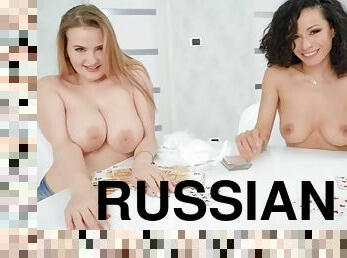 Gorgeous Russian chick shares rock hard cock with her blonde friend