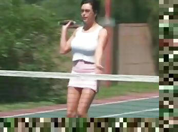 Busty MILF plays tennis and gets fucked doggystyle