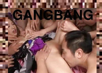 Reina Takagi gets her face coated with cum in stunning gangbang scene