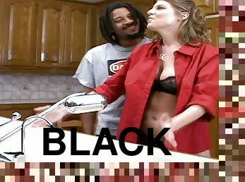 Stunning Kayla Quinn fucks Black guy in a kitchen