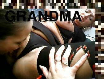 Stunning brunette and her grandma are in lesbian sex