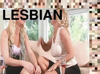 Lesbians with big tits lay back and masturbate each other