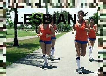 Gym class means a hot lesbian group sex outdoors