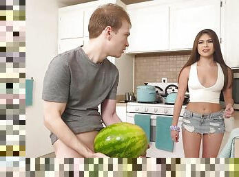 Why You fuck Watermelon? Hot teen sex clip