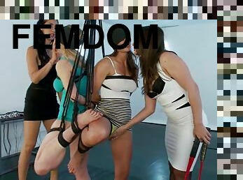 Two sexy sluts are getting humiliated by two filthy mistresses