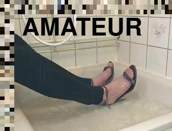 Shoe play in the shower