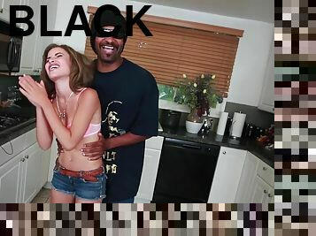 Nice Natasha White gets fucked by a Black dude in a kitchen