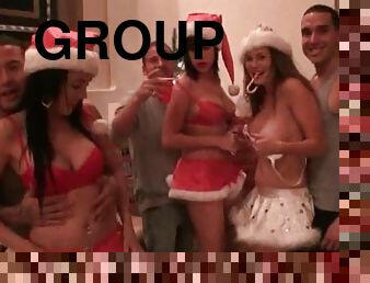 Xmas orgy party with stunning girls anxious to fuck