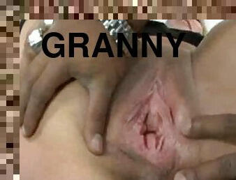 Slutty blonde granny takes a BBC in her old stretched out holes