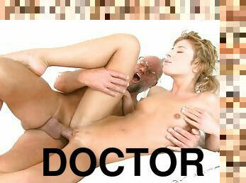 Old tricky doctor has wild sex with sexy blonde girl