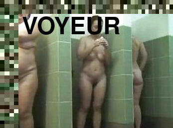 Hidden cam in women's shower catches a lot of nude butts