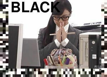 Black-haired businesswoman from Japan takes it in every position