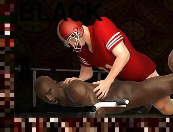 3D Cartoon Football Stud Ass fucking Tight Black Bottom