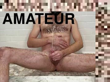 Minute long self piss play with limp dick