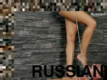 Flirty foot fetish Russian damsel having her sexy feet licked lovely