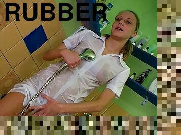 No rubber ducky here, she wants to play with her vibrator in the tub