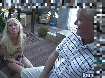 Young cute blonde loves when old guy ravished her hardcore