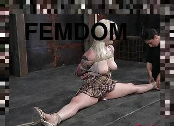 Blonde slave coping up with hot torture in femdom porn