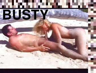 Busty girl great sex on a beach