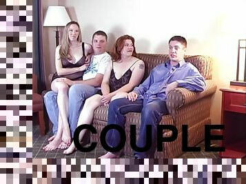 Swinger couple invites their neighbors over for a kinky foursome