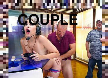 Kimber really likes the video games but the cock is so much better!