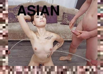 asiatisk, pissande, anal, avsugning, cumshot, gigantisk-kuk, blandade-raser, tonåring, hardcore, deepthroat