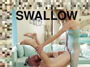 Sexy hot TS Mandy swallow Sebastians hot cumshot