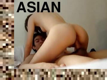 Pretty nude asian girl enjoyed riding dick of her boyfriend