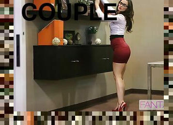 She's a hypnotic nerd who likes the cock deep inside her holes