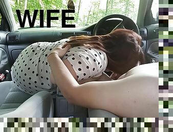 Dogging Wife Suck And Lick Stranger Cock In Car