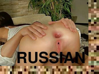 Nice ass gaping Russian dame tight anal screwed hardcore