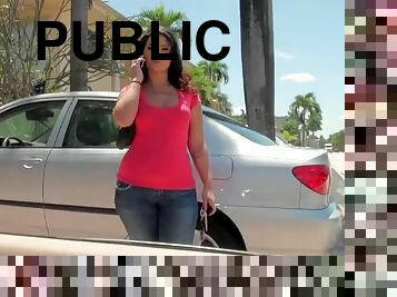 Public Sex With The Busty Brunette Jessica In A Car POV Style
